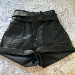 ALYA Black Leather Shorts